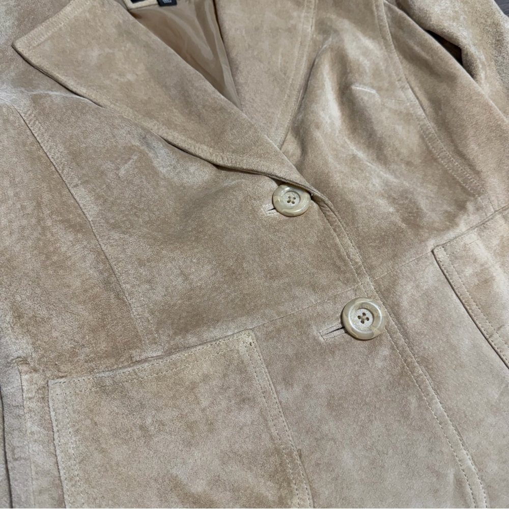 Mossimo real suede/leather Y2K vintage Tan Suede Women's Blazer jacket - Picture 2 of 10